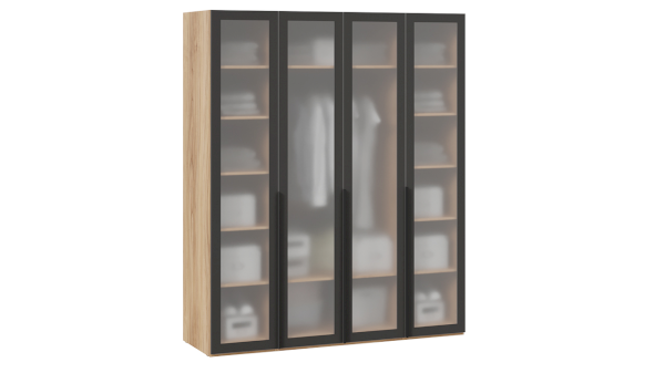 Шкаф для одежды 580 со стеклянными дверями Порто СМ-393.07.114 (ТриЯ)